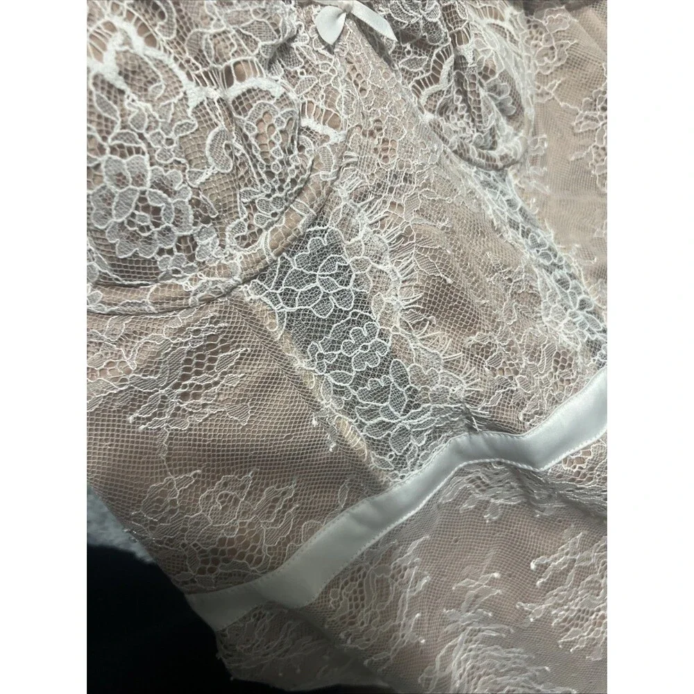 Lace Corset Cream Nude Dress Y2K Vintage Whimsygoth Cottage Core